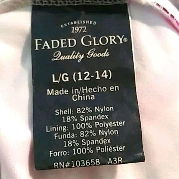 Faded Glory Halter Swim Tankini Top Large Size 12-14 Pink & Black Print - Picture 5 of 6